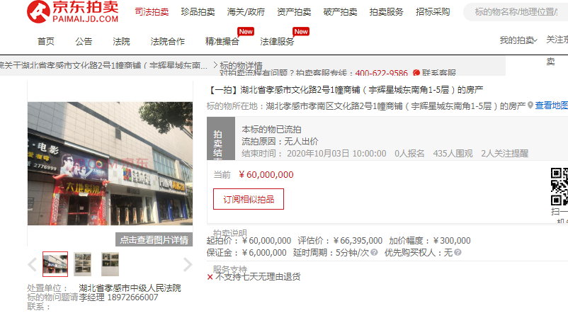 孝感這三處商鋪將被拍賣！