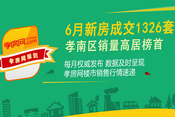 2021年6月孝感新房成交1326套 環(huán)比下降42.89%！