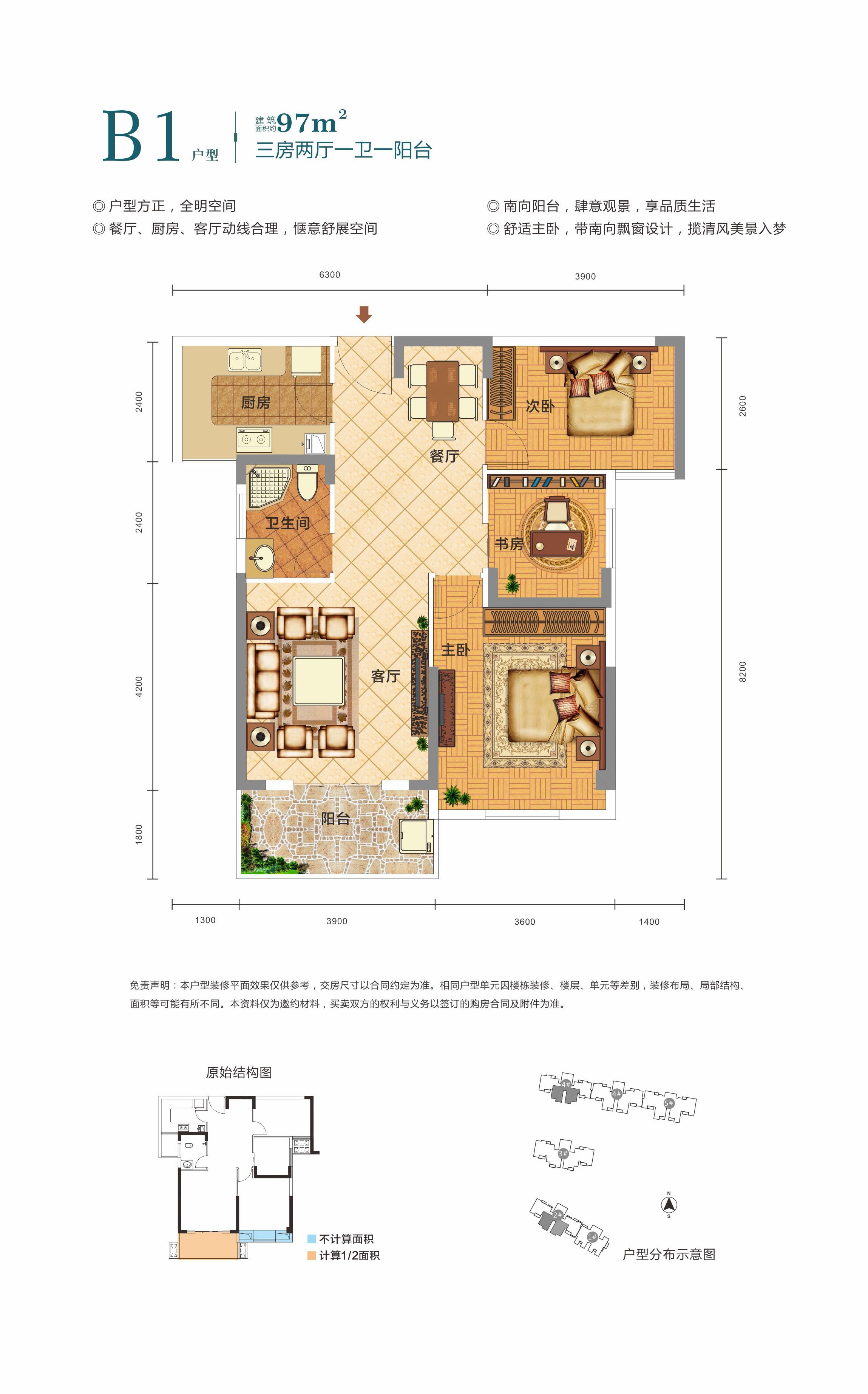 南岸馨園2/3/4#樓B1戶型戶型圖