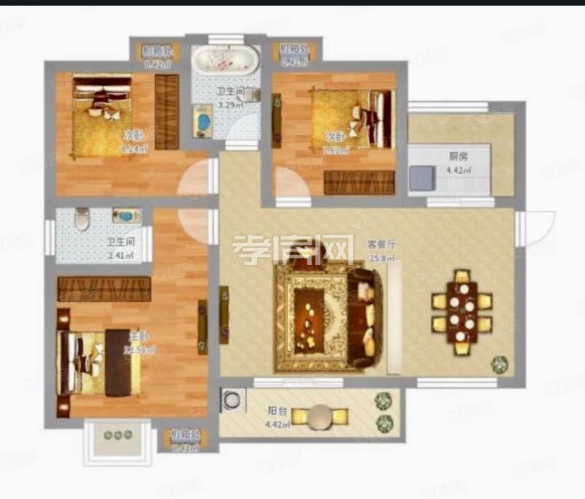 民邦槐蔭東岸三房兩廳兩衛(wèi)全朝南
