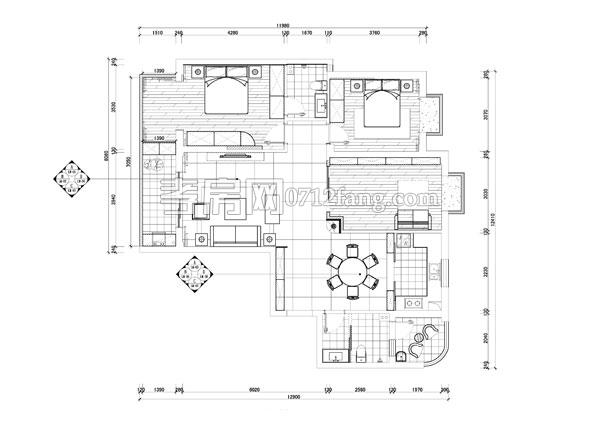 西湖明珠三室兩廳一廚兩衛(wèi)戶型圖