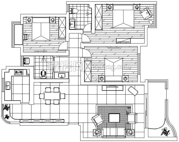 乾坤陽光三室兩廳兩衛(wèi)戶型圖