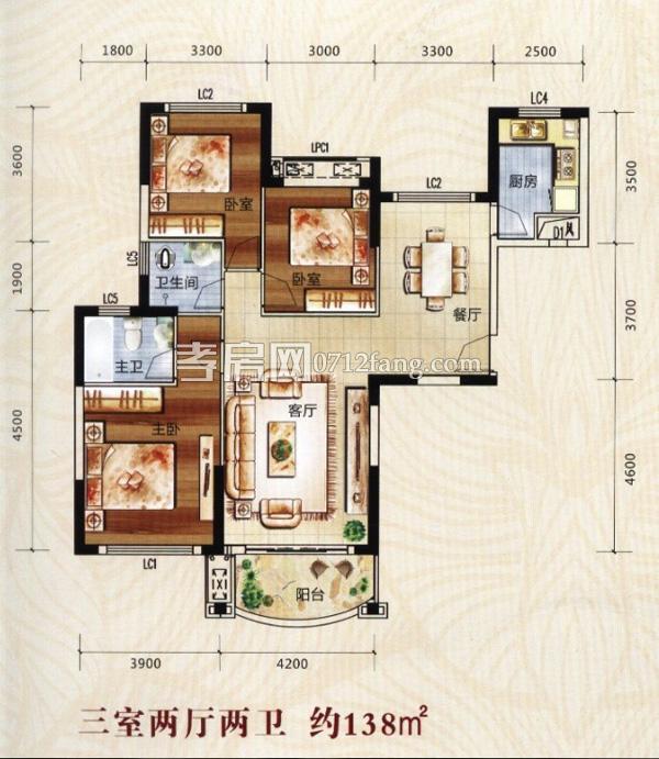 乾坤豪府三室兩廳兩衛(wèi)戶型圖