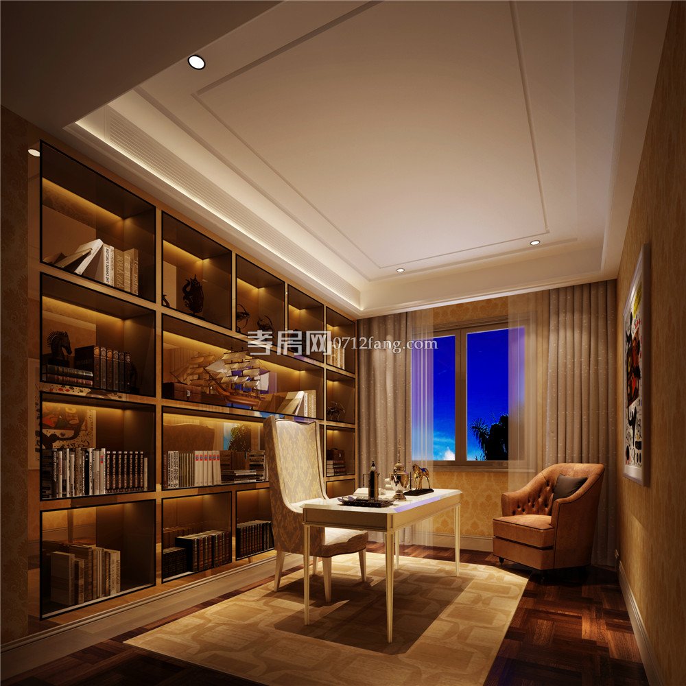 B戶型板房書(shū)房效果圖