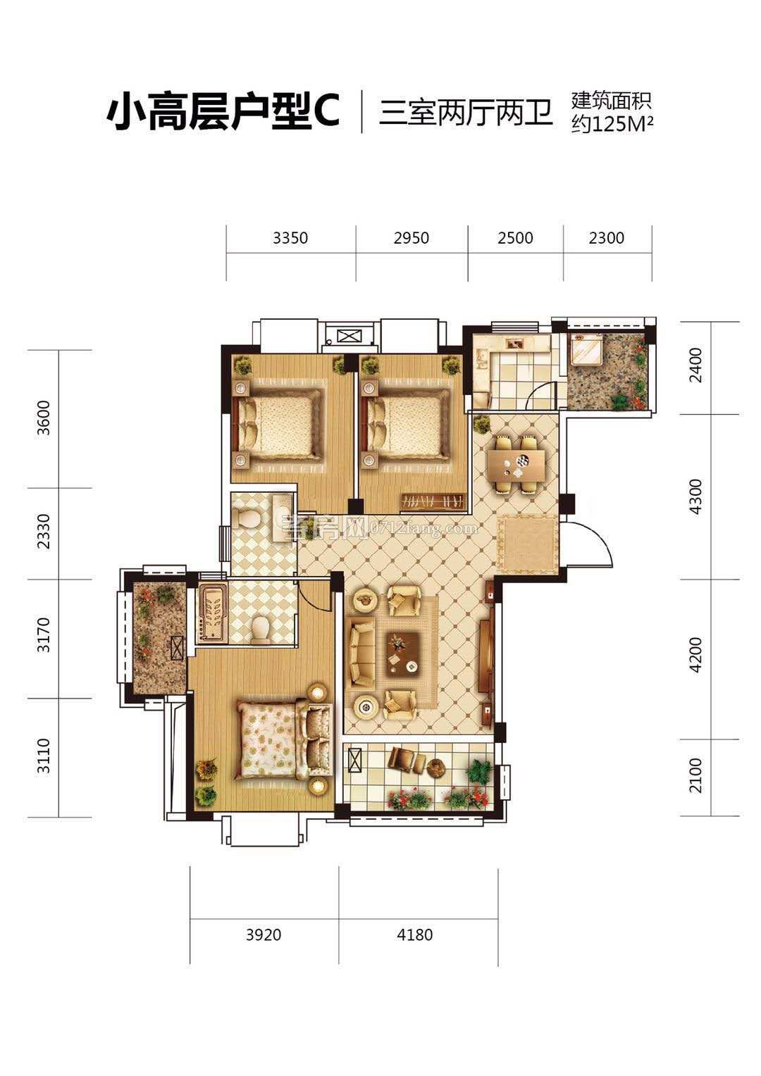 英倫風(fēng)情小高層C戶型戶型圖