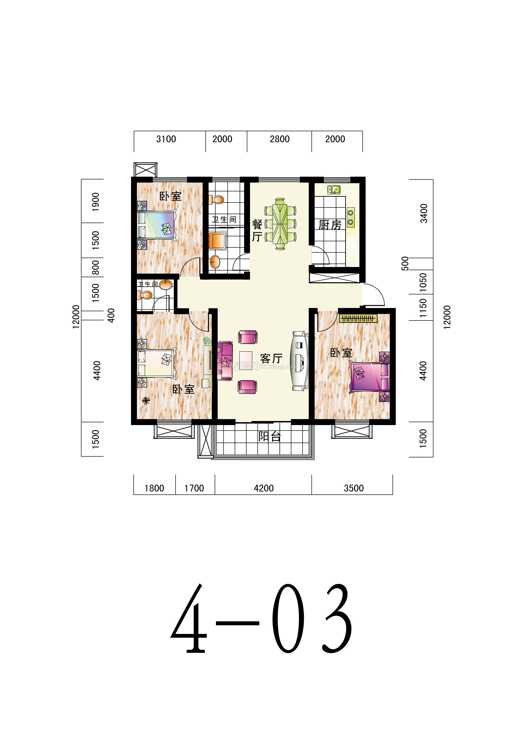 永兴·南桥丽景4—03户型户型图