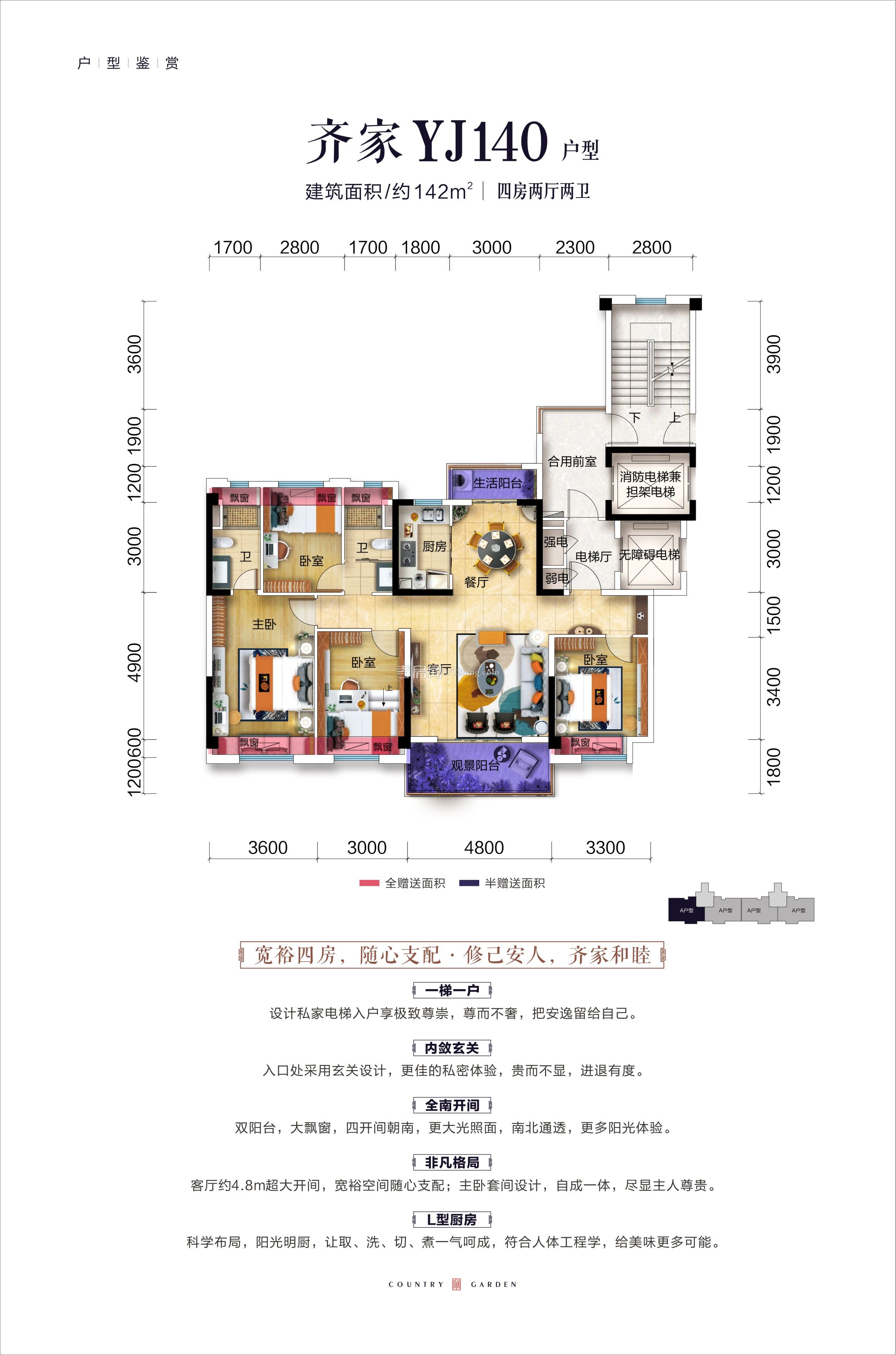 碧桂園·新城·華府-22#樓YJ140戶型