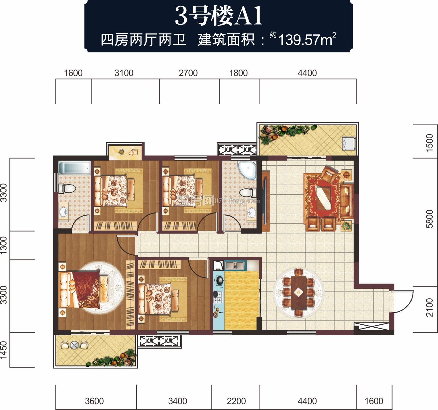東方麗都3#A1戶型戶型圖