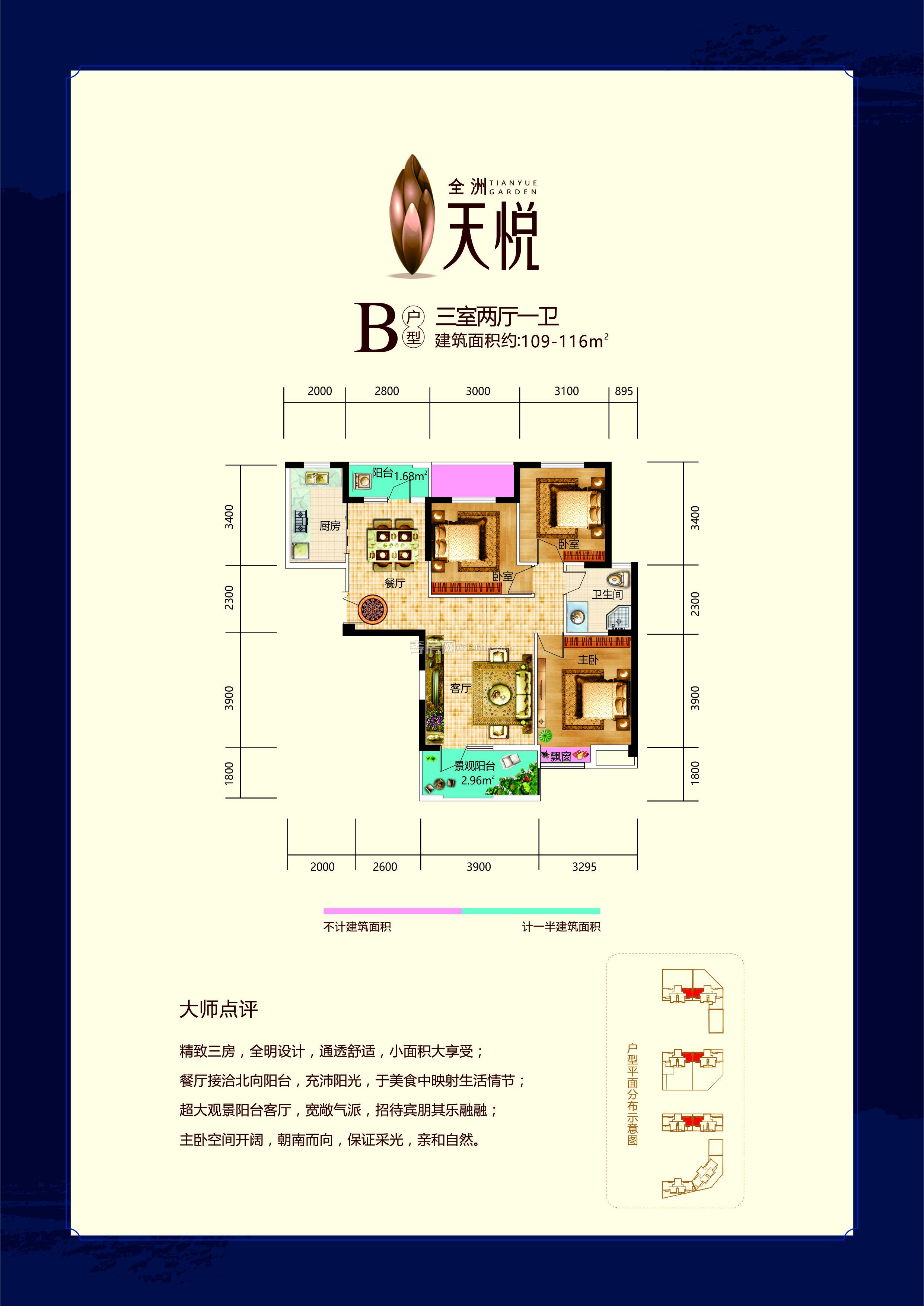 全洲·天悅B戶型戶型圖