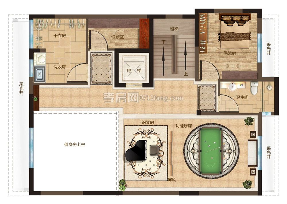 中林御湖源著263.38㎡D戶型負(fù)一層戶型圖