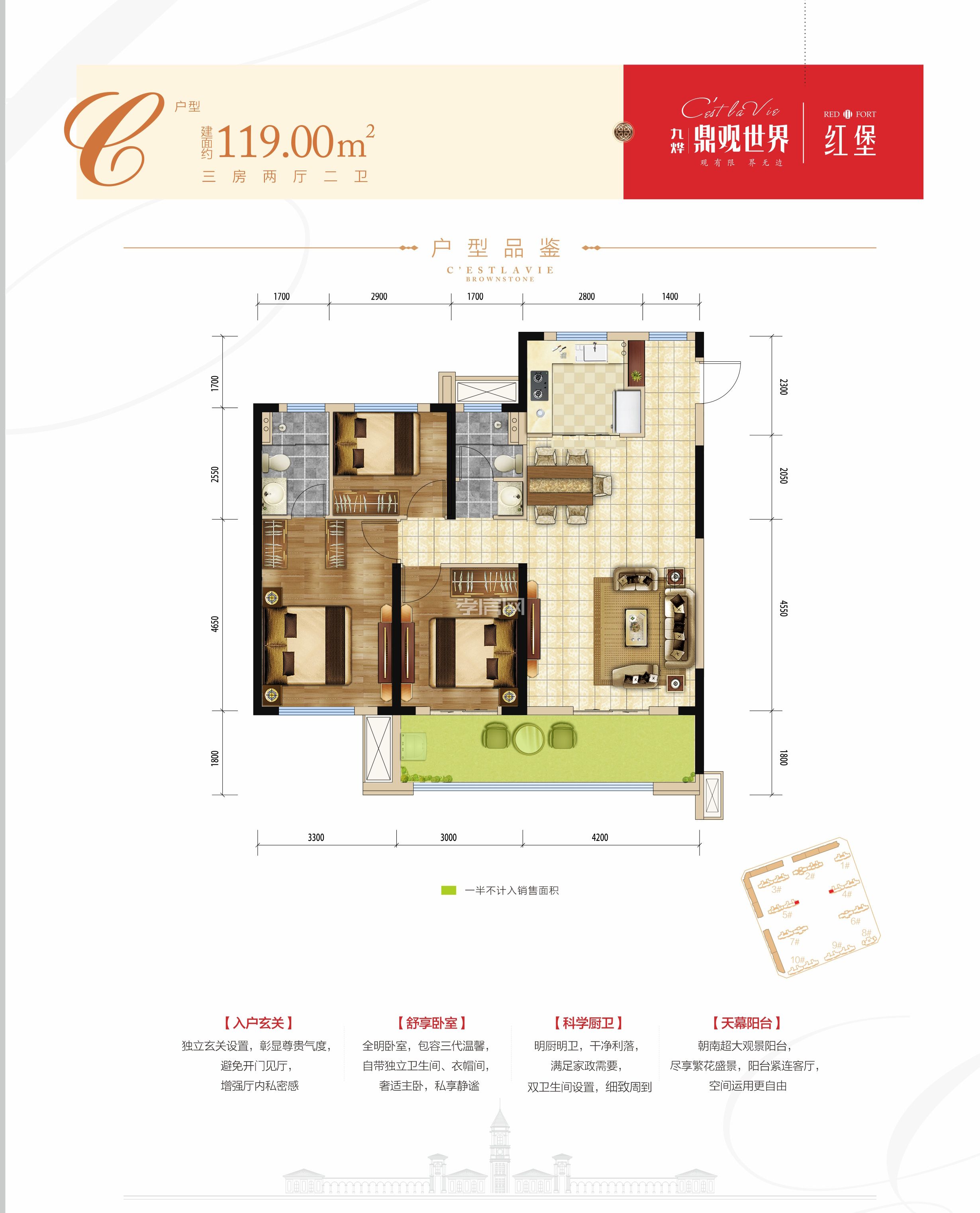 九燁·鼎觀世界三期紅堡-4/5#樓C戶型戶型