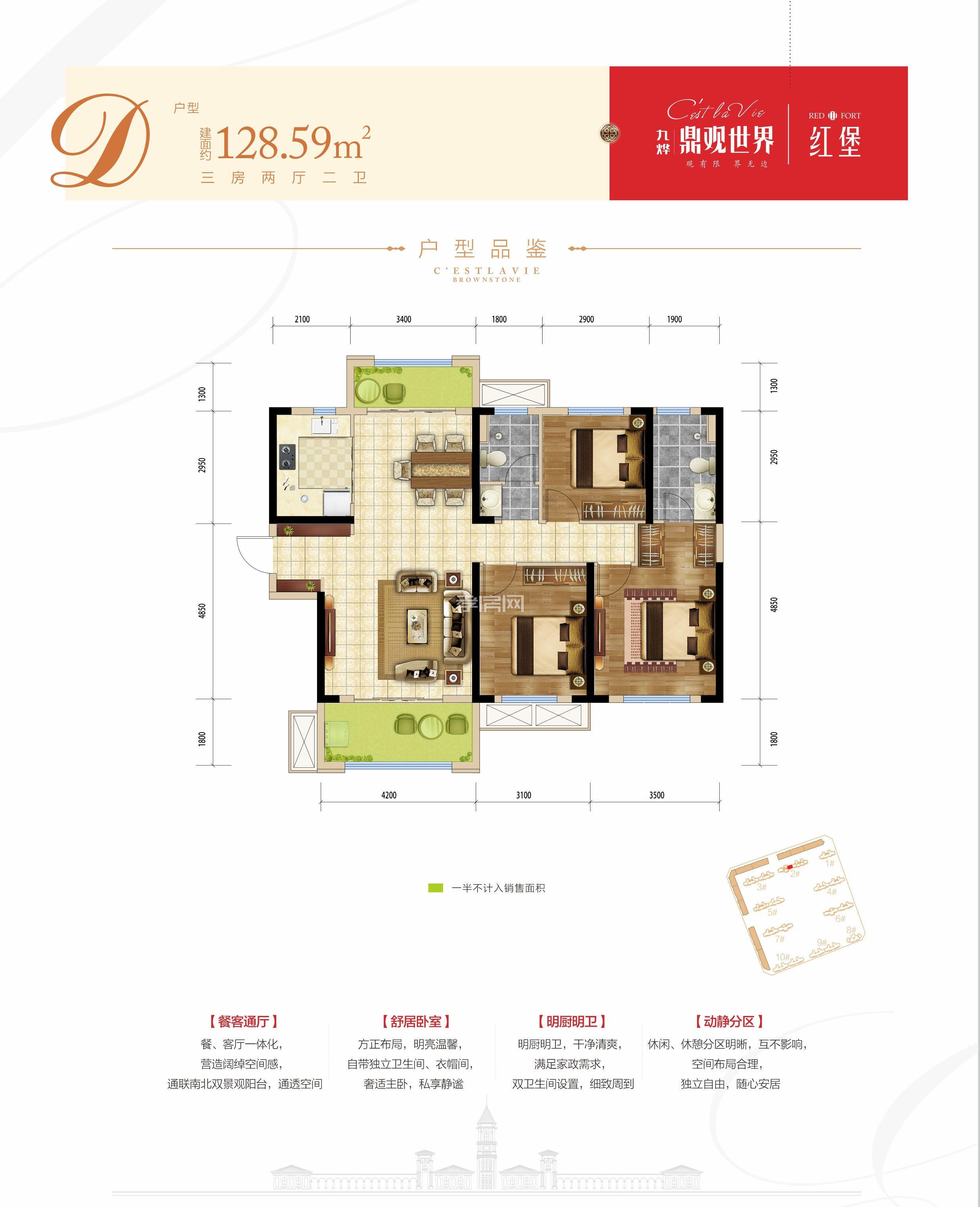 九燁·鼎觀世界三期紅堡--2#樓D戶型