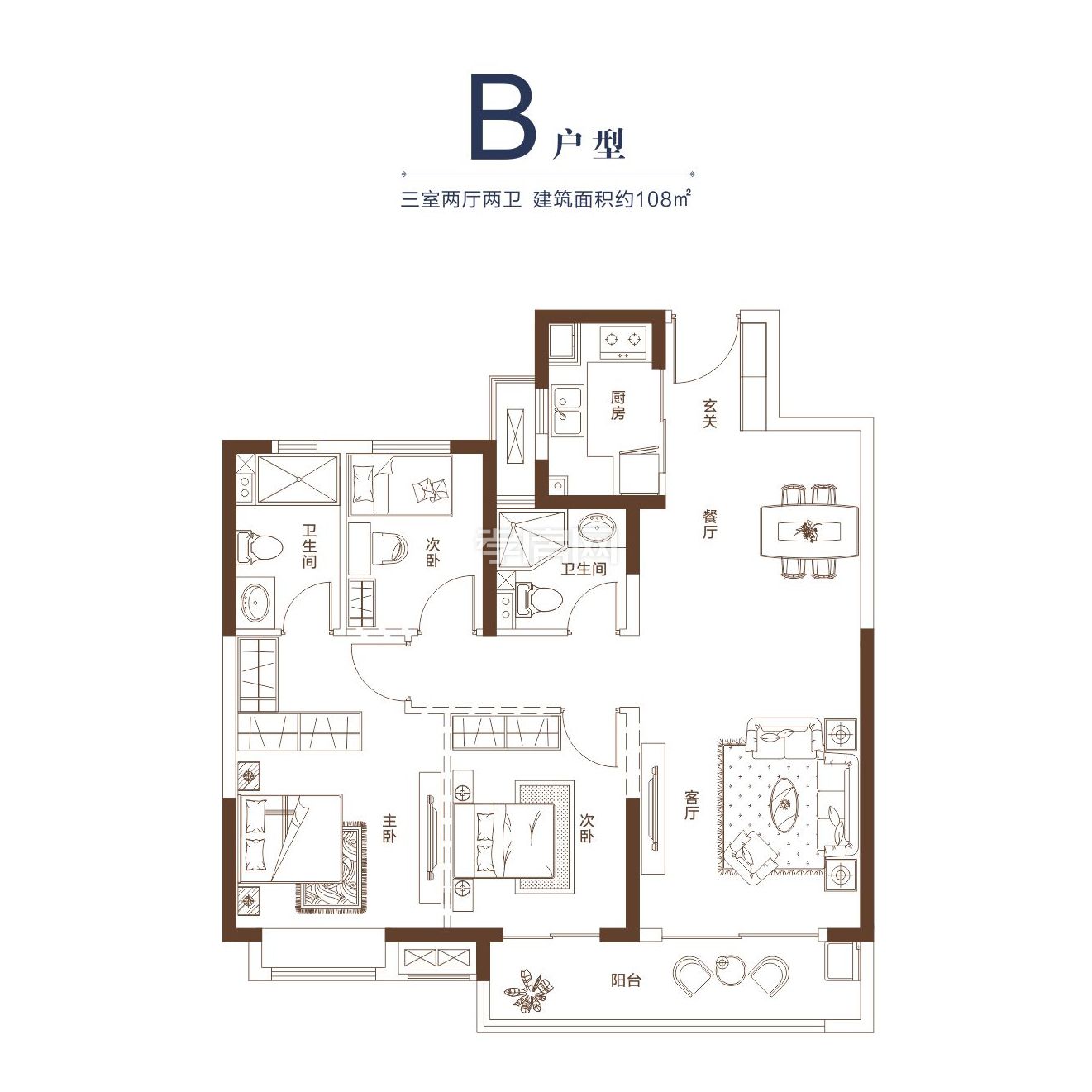 湖北交投·頤和華府3/7/8#樓B戶(hù)型戶(hù)型圖