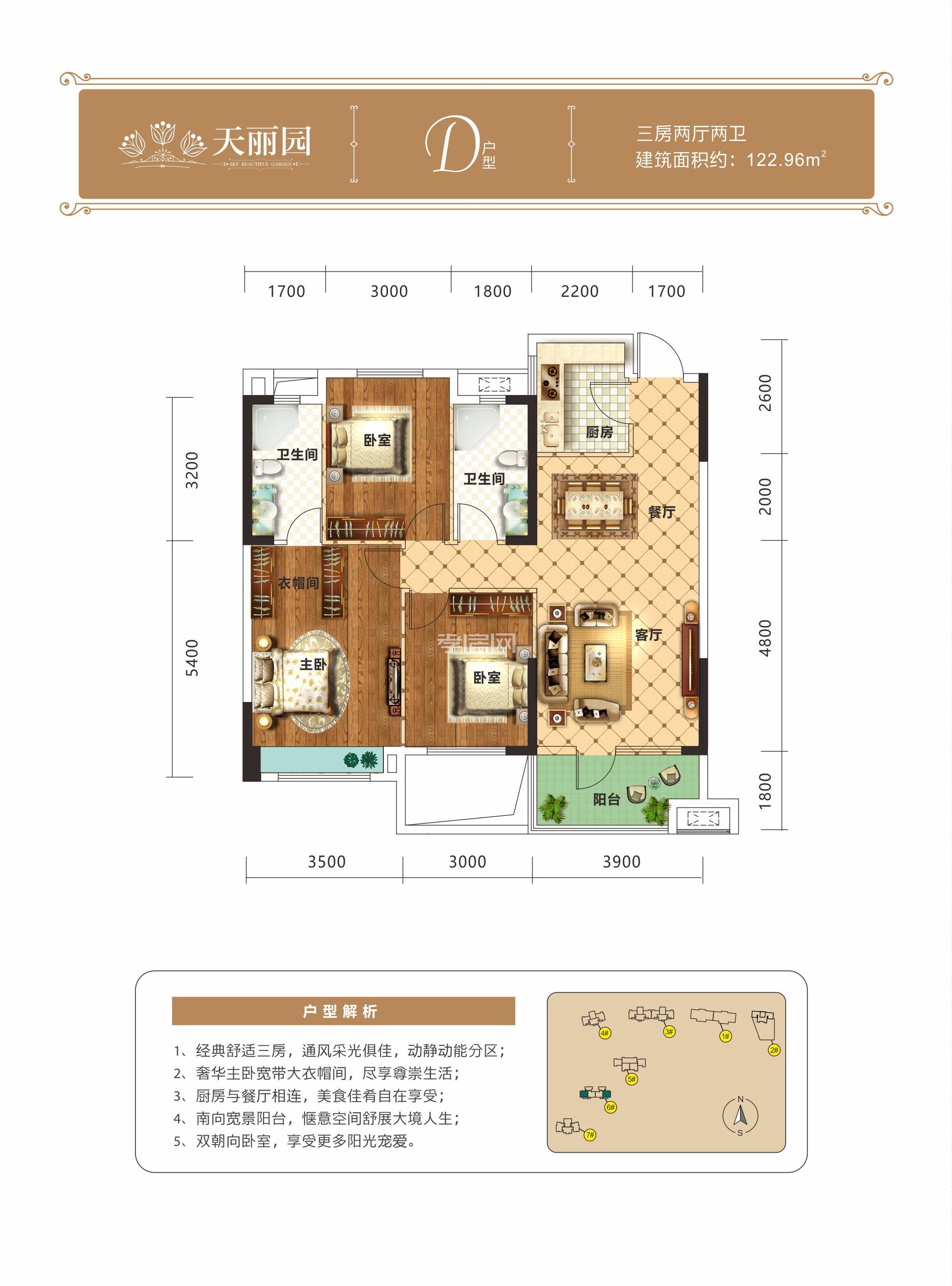 天麗園二期6#樓D戶型戶型圖