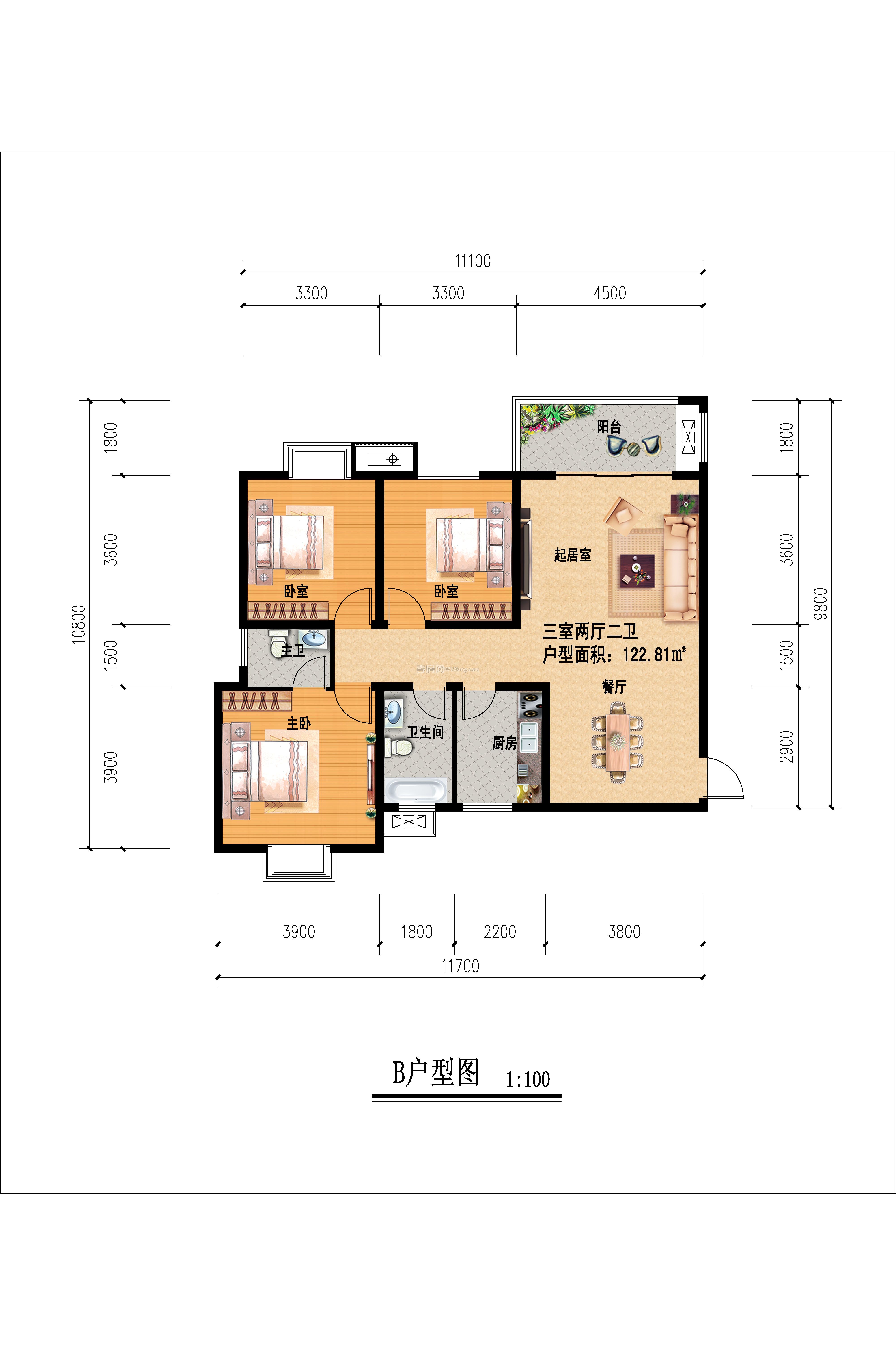 興隆庭園B戶(hù)型戶(hù)型圖