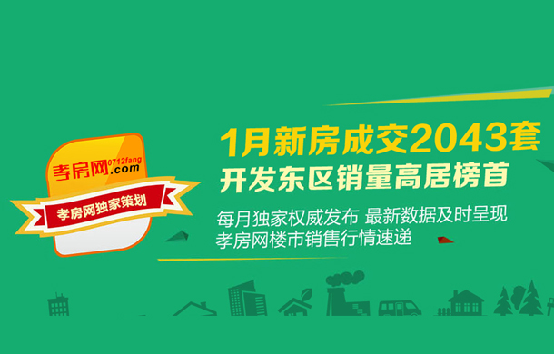2017年孝感1月新房成交2043套