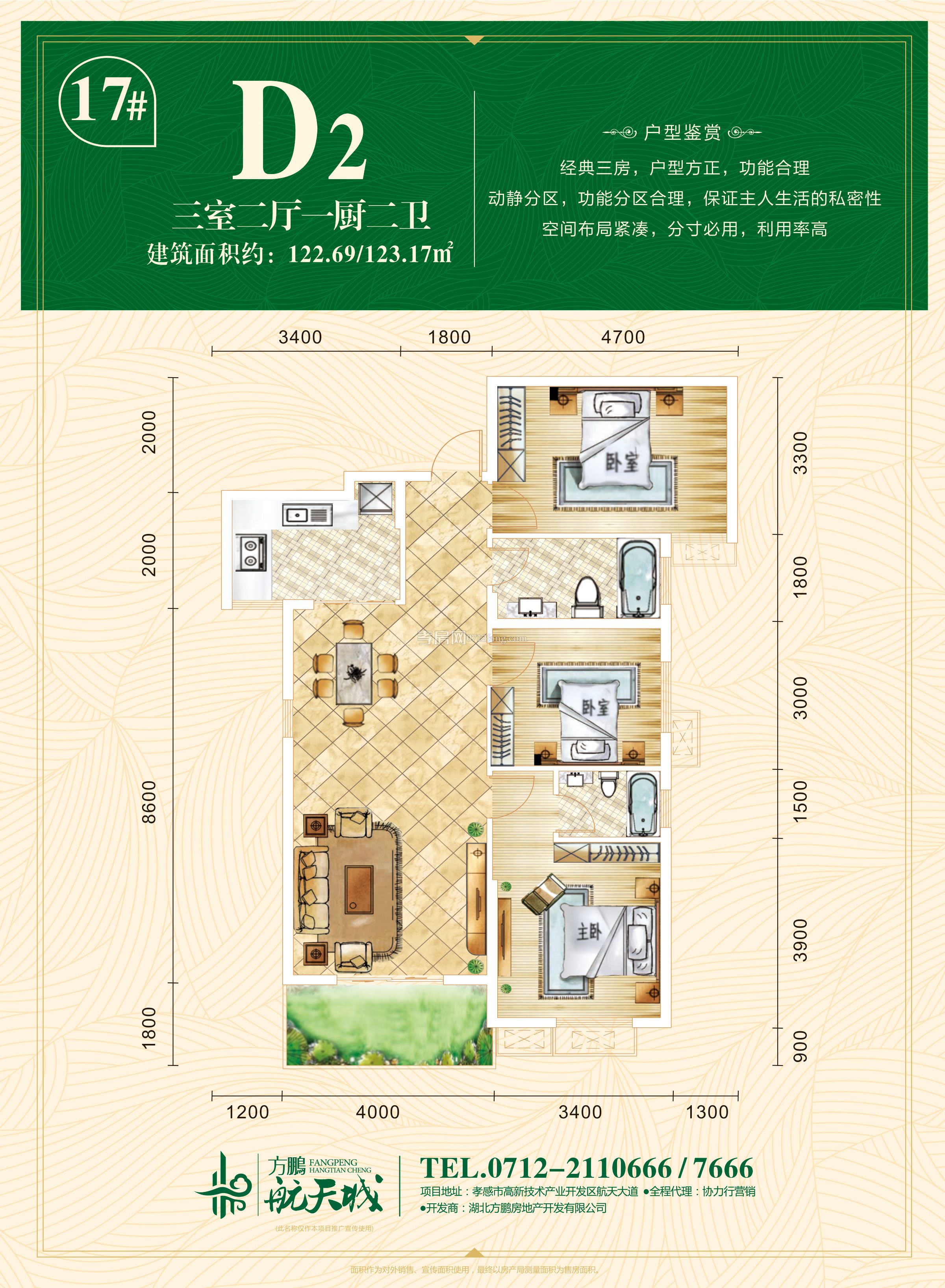 方鵬·航天城-13/17#D2戶型戶型