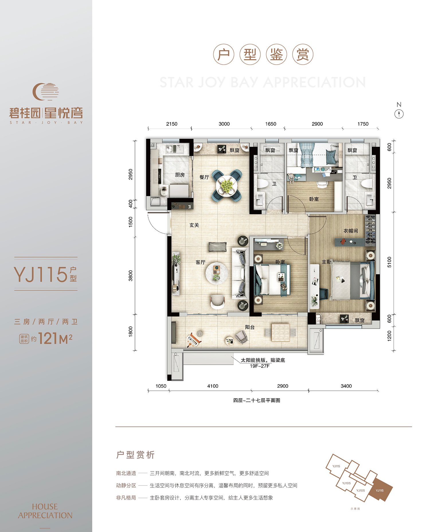 碧桂園·星悅灣3/6/7/8/9/10/11#樓YJ115戶型圖