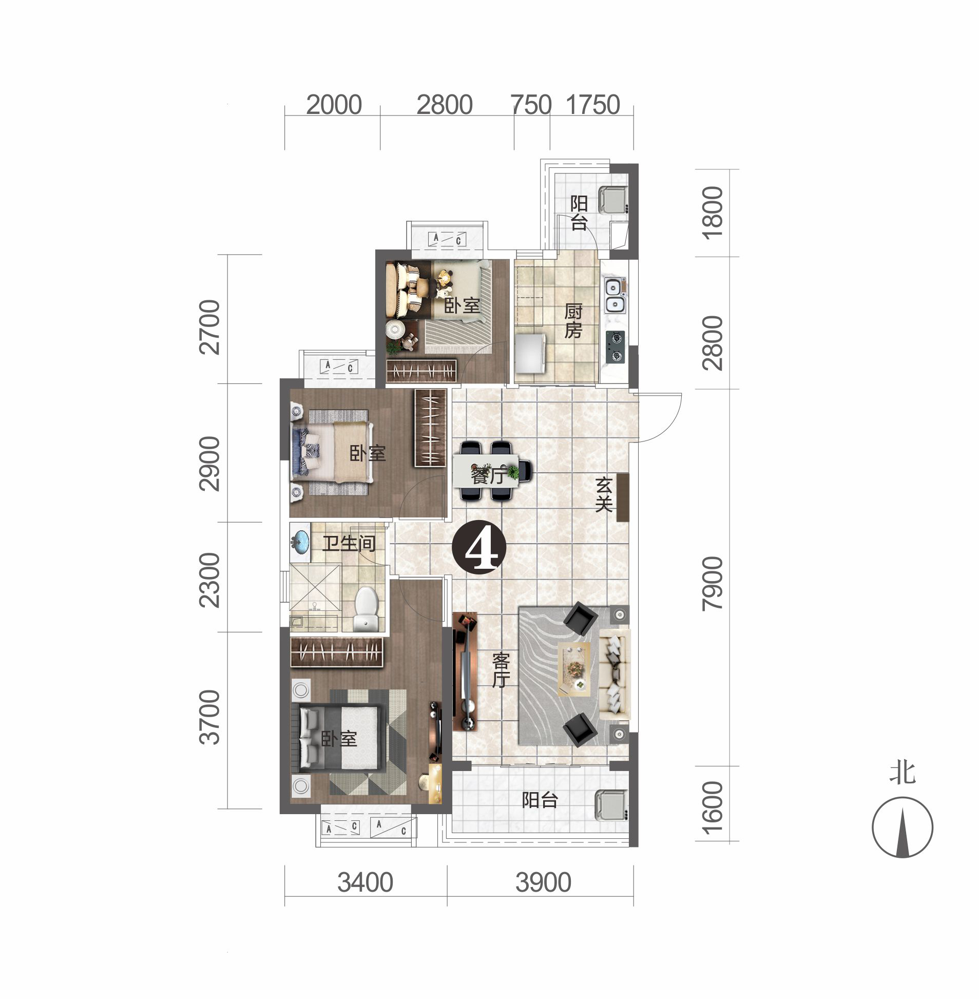 東城河畔11#樓建面約107.77㎡戶型圖